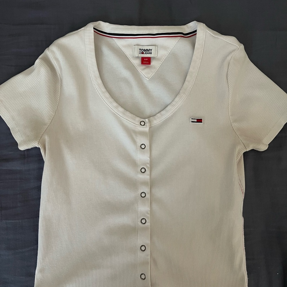 Tommy Hilfiger Women's Ivory Button-Down Shirt